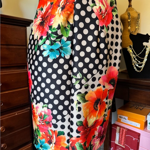 Joseph Ribkoff Floral Polka Dot Sleeveless Dress Size 6 Red Orange Blue NWTS - Picture 8 of 11